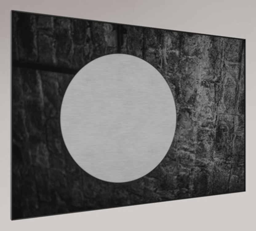 Weißer Lichtkreis vor rauer Wand – Produktansicht